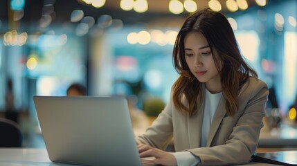 Canvas Print - A person typing away on their laptop at a table