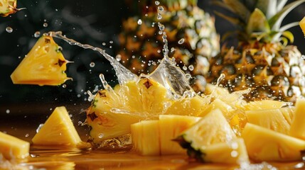 Aufkleber - A bunch of fresh pineapples surrounded by water, creating a refreshing and juicy scene