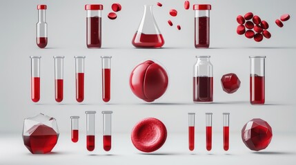Aufkleber - A set of laboratory glassware containing a bright red liquid, useful for various science and research projects