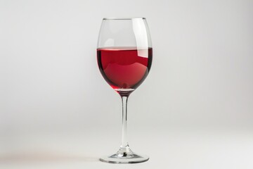Poster - A single serving of red wine poured into a glass and placed on a table, ready to be enjoyed