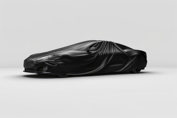 A vehicle covered with a dark covering, potentially hiding its identity or for some other purpose