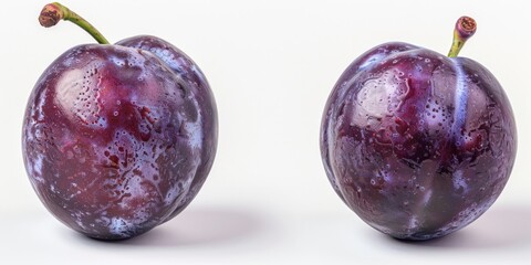 Sticker - Two juicy plums sit together on a surface, perfect for a still life or fruit arrangement