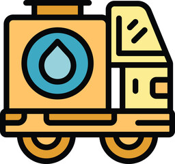 Poster - This color icon represents a water delivery truck carrying out its daily duties