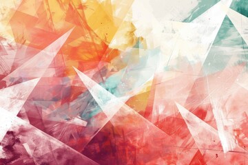 Aufkleber - A vibrant painting featuring interconnected triangles and lines