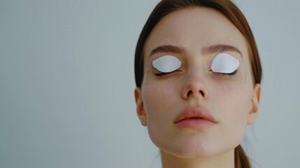 Poster - A close-up shot of a person wearing eye patches, suitable for medical or costume-themed illustrations