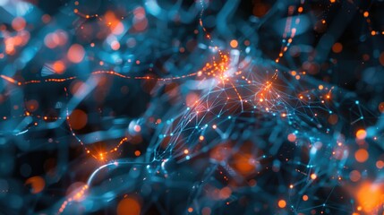Poster - A bright and colorful cluster of orange and blue lights, great for decorative or festive purposes