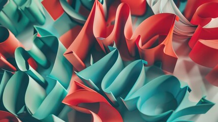 Poster - A close-up shot of a bunch of colorful paper flowers