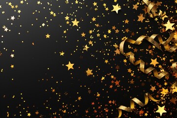 Aufkleber - Confetti and gold stars on a dark, starry night sky