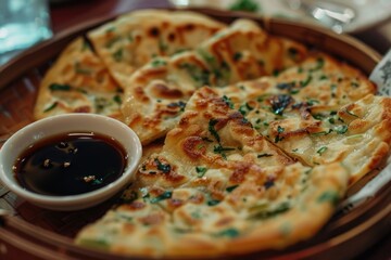 Poster - A close-up shot of a plate filled with various dishes and covered in savory sauce