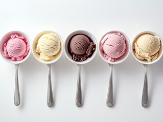 Wall Mural - Ice Cream Scoops on Spoons