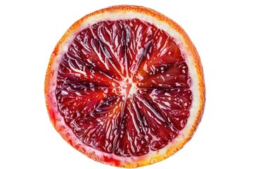 Wall Mural - Freshly cut blood orange halves on a white background