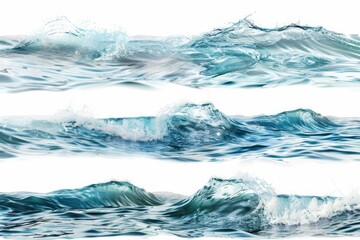 Poster - Series of three ocean wave images with different wave shapes and colors