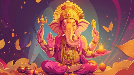 Aufkleber - An elephant sits in the middle of a green field, surrounded by nature