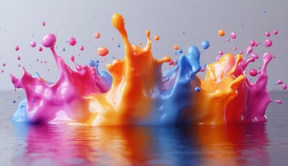 Sticker - Colorful Liquid Splash with Reflection