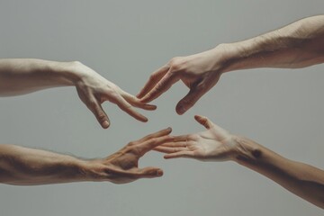 Poster - Two or more people holding out their hands in a gesture of connection and unity