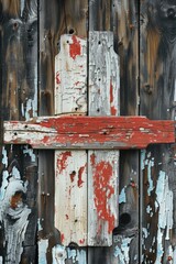 Poster - A wooden cross painted with red and white colors