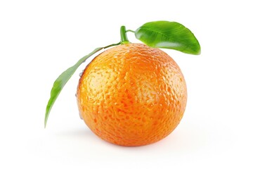 Poster - A bright orange fruit with a green leaf on top