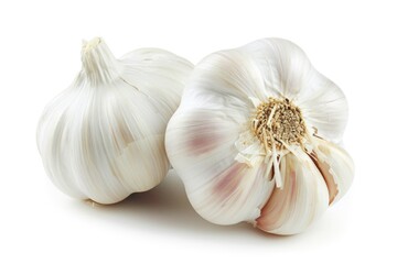 Poster - Fresh garlic bulbs on a white surface