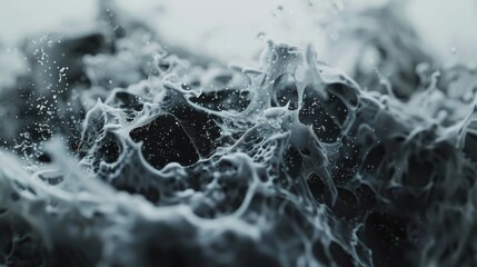 Poster - A group of bubbles in various shapes and sizes, captured in monochrome