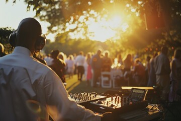 Poster - A DJ spinning records in front of a cheering audience, perfect for events and parties