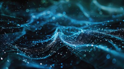 Poster - A detailed view of an ocean wave with foamy crest and blue waters
