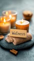 wellness spa concept with supplies says 