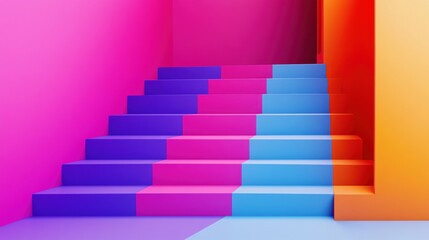 Sticker - Colorful Staircase in an Abstract Setting