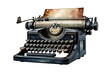 © TulenMalen - Old fashioned typewriter with paper on top. The typewriter has a vintage look, watercolor illustration on a transparent background.