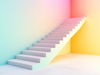 Canvas Print - White Stairs in a Pastel Room