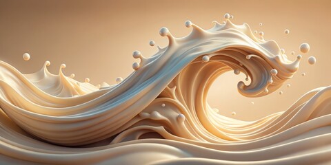 Wall Mural - Creamy Wave of Liquid, 3D Rendering, Abstract, Liquid, Art