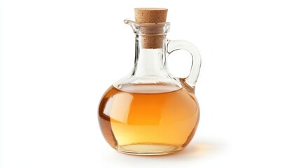 Poster - Apple cider vinegar in clear glass bottle on white background