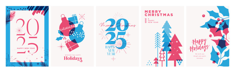 Wall Mural - set of christmas and new year cards. vector illustration concepts for graphic and web design, social