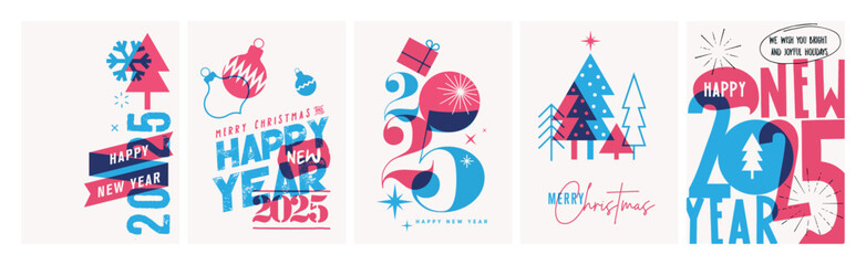 Wall Mural - merry christmas and happy new year. vector illustration for greeting card, party invitation card, we
