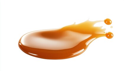 Poster - Butterscotch caramel sauce close up on white background