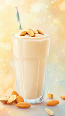 Creamy almond smoothie with nut topping.