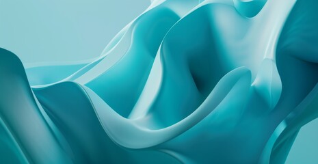 Poster - Abstract organic shapes background. Windows wallpaper, Teal color theme, simple shapes, low poly, curved lines
