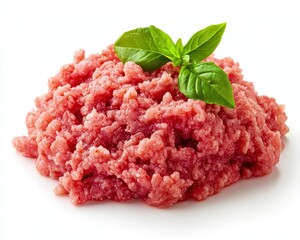 Sticker - Fresh pork mince on white background