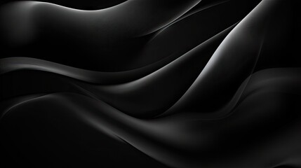 Poster - A flowing black abstract background with soft curves and light accents for a modern, sleek look.