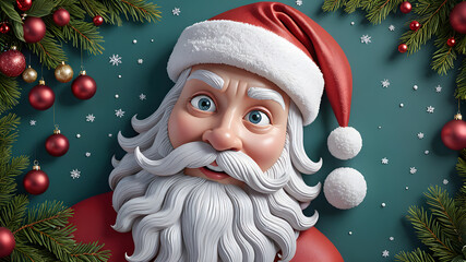 Poster - close-up of Santa Claus on a New Year's background. festive new year concept. new year card