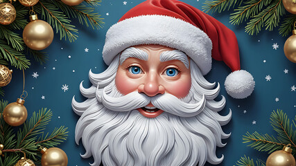 Poster - close-up of Santa Claus on a New Year's background. festive new year concept. new year card