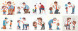© Sabiqul Fahmi - vector set of father scolding his son with a simple flat design style and white background