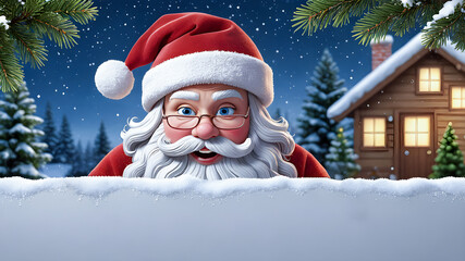 Poster - close-up of Santa Claus on a New Year's background. festive new year concept. new year card