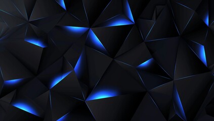 Poster - abstract background. windows wallpaper, blue glowing triangles on a black backdrop, simple shapes, s