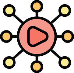 Poster - Network of connections is established around a central video player icon, representing a successful video marketing strategy