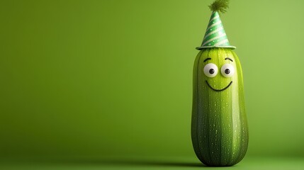 Wall Mural - A green vegetable with a party hat on its head, AI