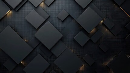 Poster - A textured black abstract background with intricate geometric patterns and light highlights. Modern and elegant.