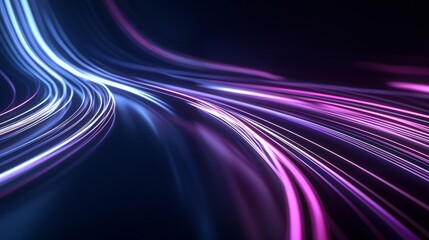 Poster - Captivating purple and blue lines flow across a dark background, evoking speed and movement. The design is futuristic and energetic, with a sleek and elegant touch