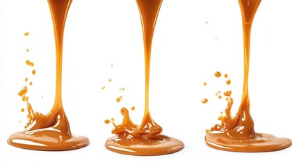 Canvas Print - Pouring caramel sauce on white background for banner design