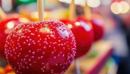 red iced sugar apple sold in germany sweet candy fruit