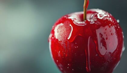 Sticker - Shiny red apple with syrup cascading down